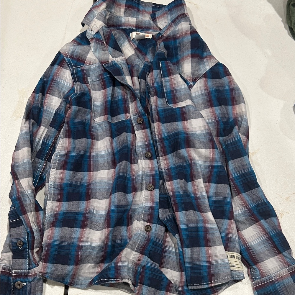 Route 66 Blue and Burgundy Plaid Shirt